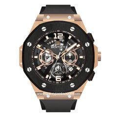 BENTLEY THE KNIGHT BL-25-00 Black Rosegold Dial Black Rubber Strap