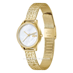 LACOSTE MINI CROCODELLE 2001500 Gold Dial White MOP Mesh Stainless Steel Strap