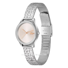 LACOSTE MINI CROCODELLE 2001501 Silver Dial Pink Mesh Stainless Steel Strap