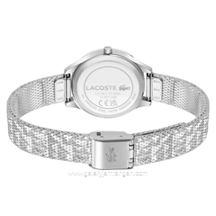 LACOSTE MINI CROCODELLE 2001501 Silver Dial Pink Mesh Stainless Steel Strap