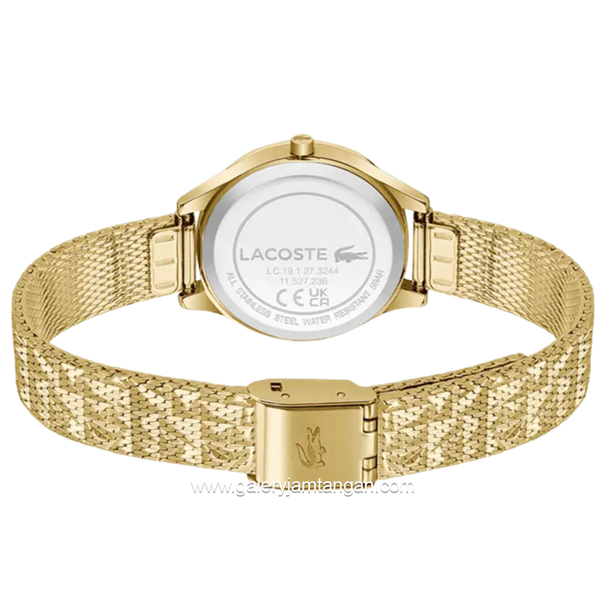 LACOSTE MINI CROCODELLE 2001502 Gold Dial Green Mesh Stainless Steel Strap