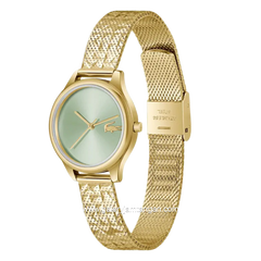 LACOSTE MINI CROCODELLE 2001502 Gold Dial Green Mesh Stainless Steel Strap