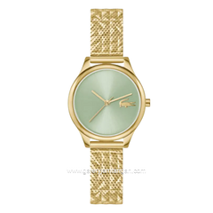 LACOSTE MINI CROCODELLE 2001502 Gold Dial Green Mesh Stainless Steel Strap