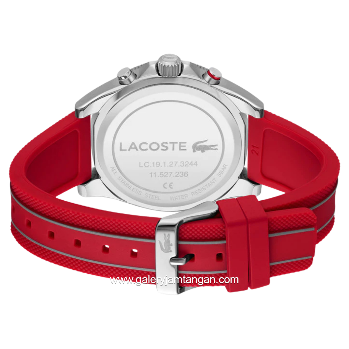 LACOSTE MAINSAIL 2011482 Red Silver Dial Black Rubber Strap