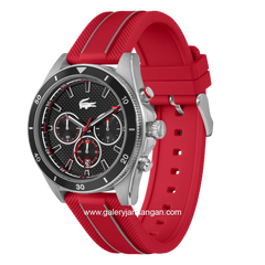 LACOSTE MAINSAIL 2011482 Red Silver Dial Black Rubber Strap