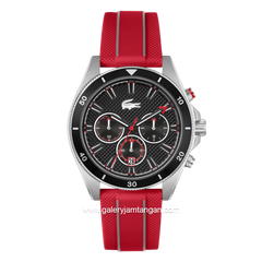 LACOSTE MAINSAIL 2011482 Red Silver Dial Black Rubber Strap