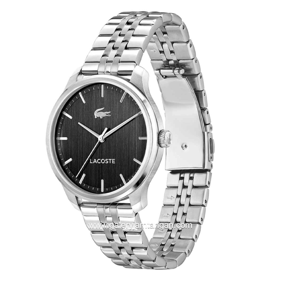 LACOSTE LISBON 2011509 Silver Dial Black Stainless Steel Strap