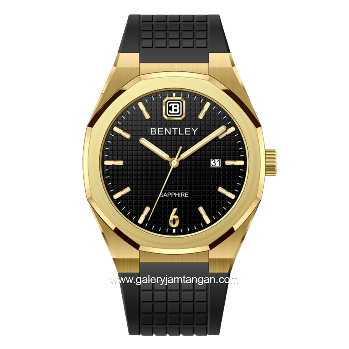 BENTLEY BL-24-35 Black Gold Dial Black Rubber Strap