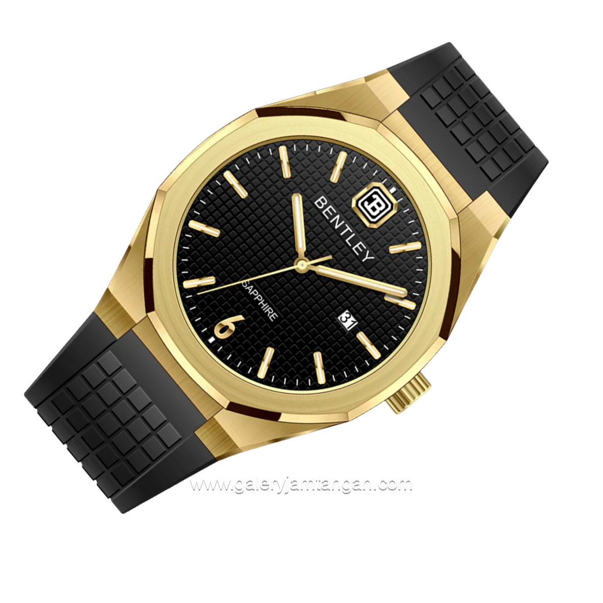 BENTLEY BL-24-35 Black Gold Dial Black Rubber Strap