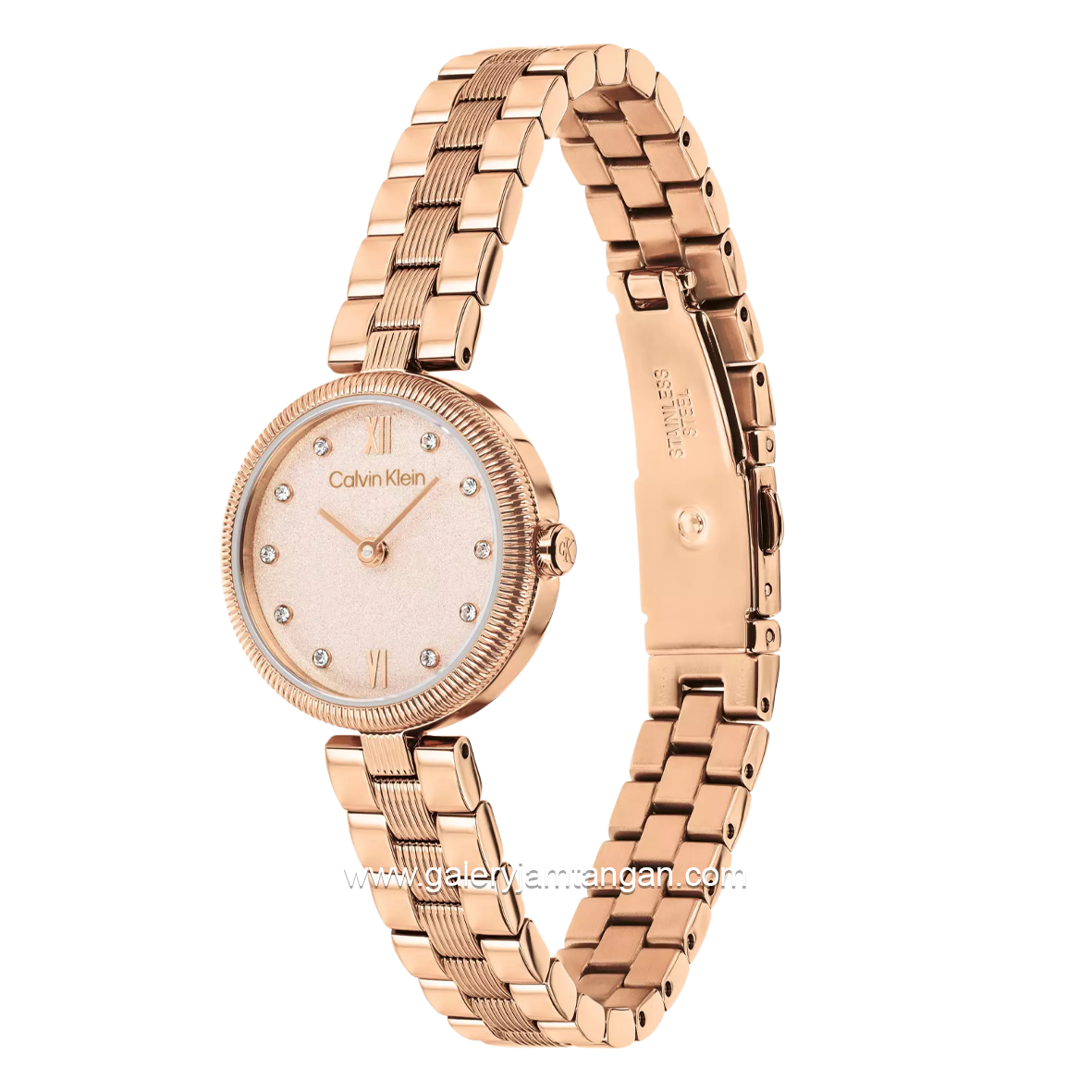 CALVIN KLEIN GLEAM 25100227 Rosegold Dial Pink Stainless Steel Strap