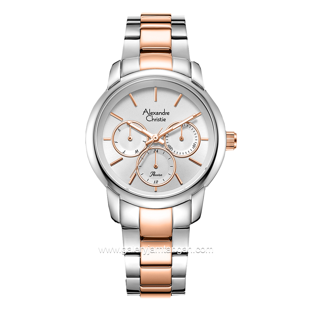 Alexandre Christie AC 2A34 BF Silver Combinasi Rosegold Dial White Stainless Steel