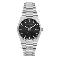 CHRIST VERRA Women's Watch CV 12336L-11 BLK Silver Dial Black Stainless Steel
