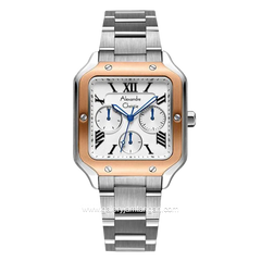 Alexandre Christie AC 2B18 BF Silver Ring Rosegold Dial White Stainless Steel