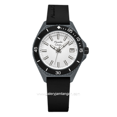 Alexandre Christie AC 2B34 LD Black Grey Dial White Rubber Strap