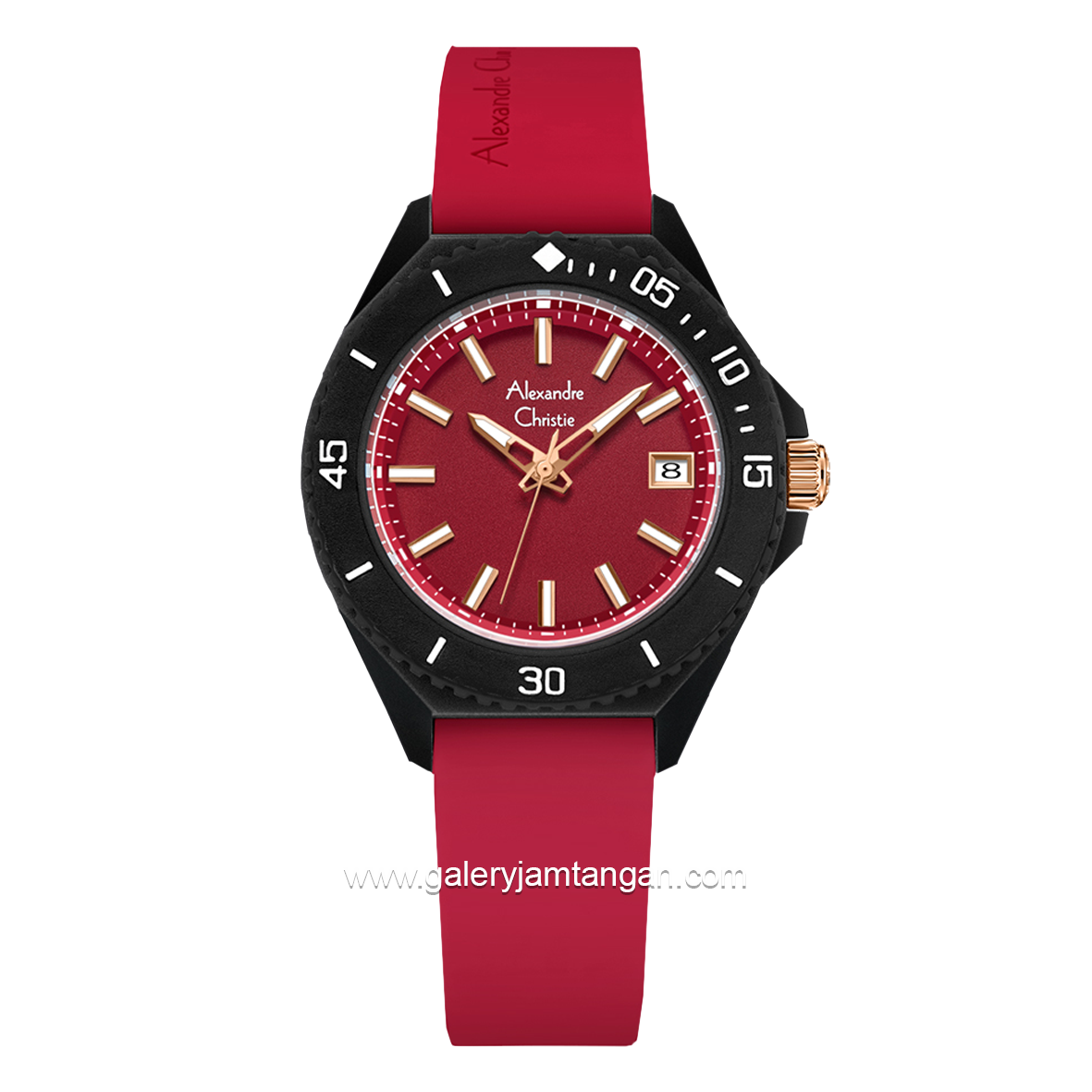 Alexandre Christie AC 2B34 LD Red Black Rubber Strap