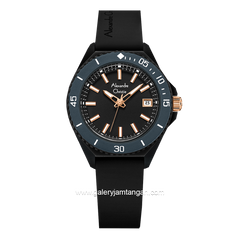 Alexandre Christie AC 2B34 LD Black Grey Rubber Strap
