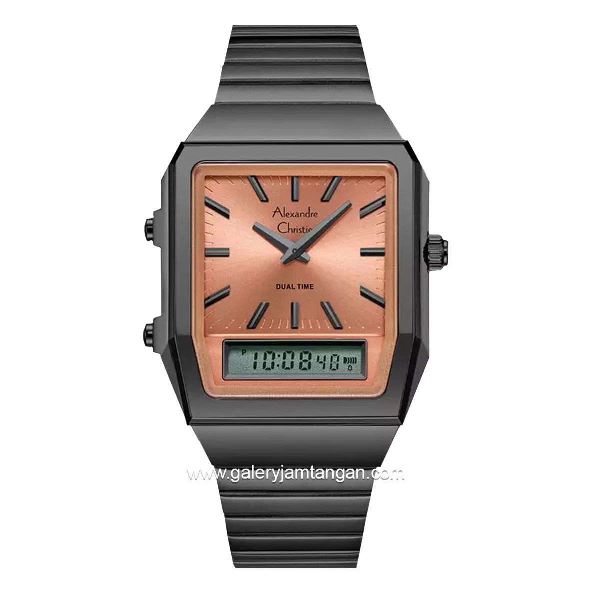 Alexandre Christie AC 2B37 LH Dual Time Black Peach Stainles Steel