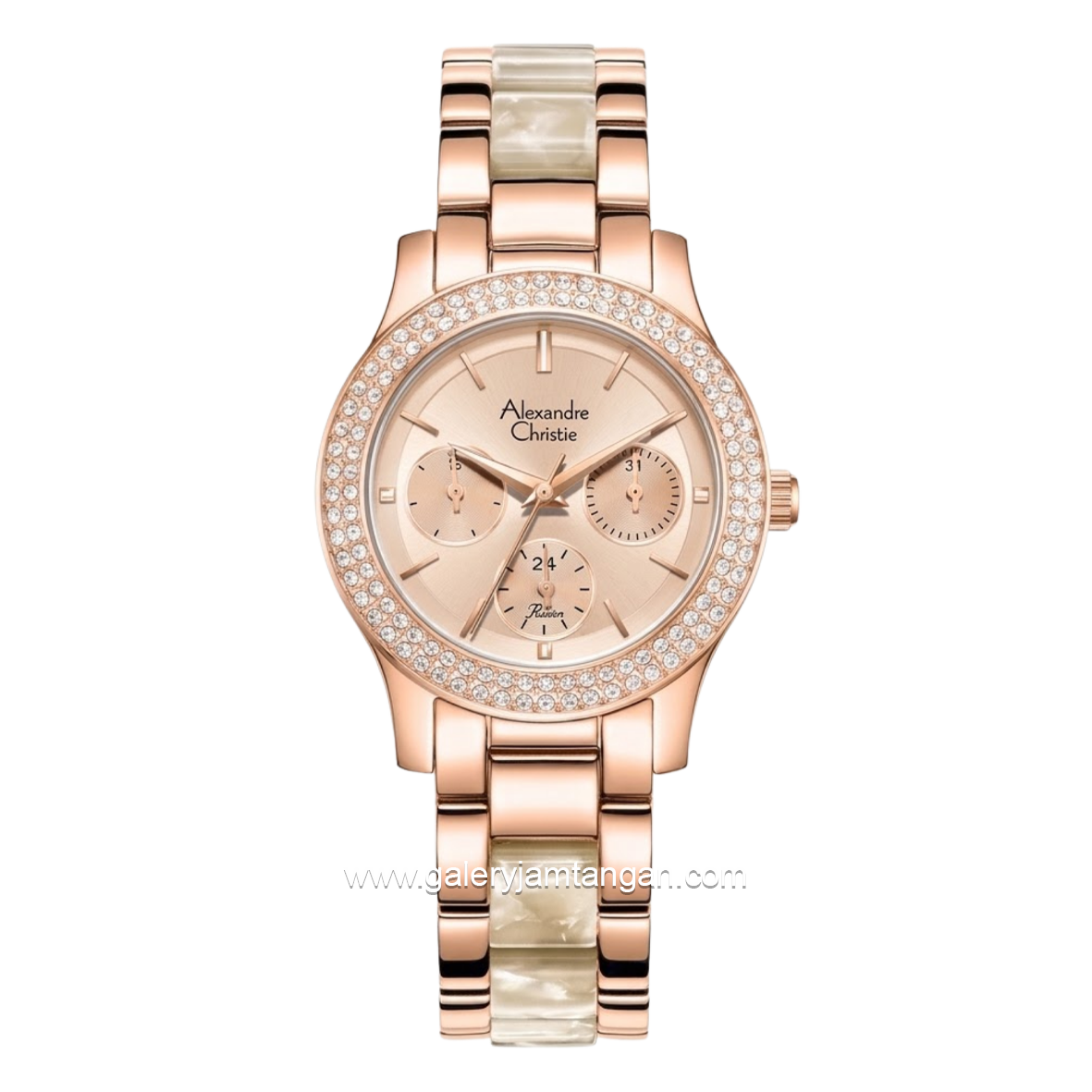 Alexandre Christie AC 2C02 BF BRGRGSL Dual Tone Dial Rosegold St Steel Acetate Strap