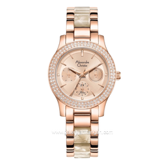 Alexandre Christie AC 2C02 BF BRGRGSL Dual Tone Dial Rosegold St Steel Acetate Strap