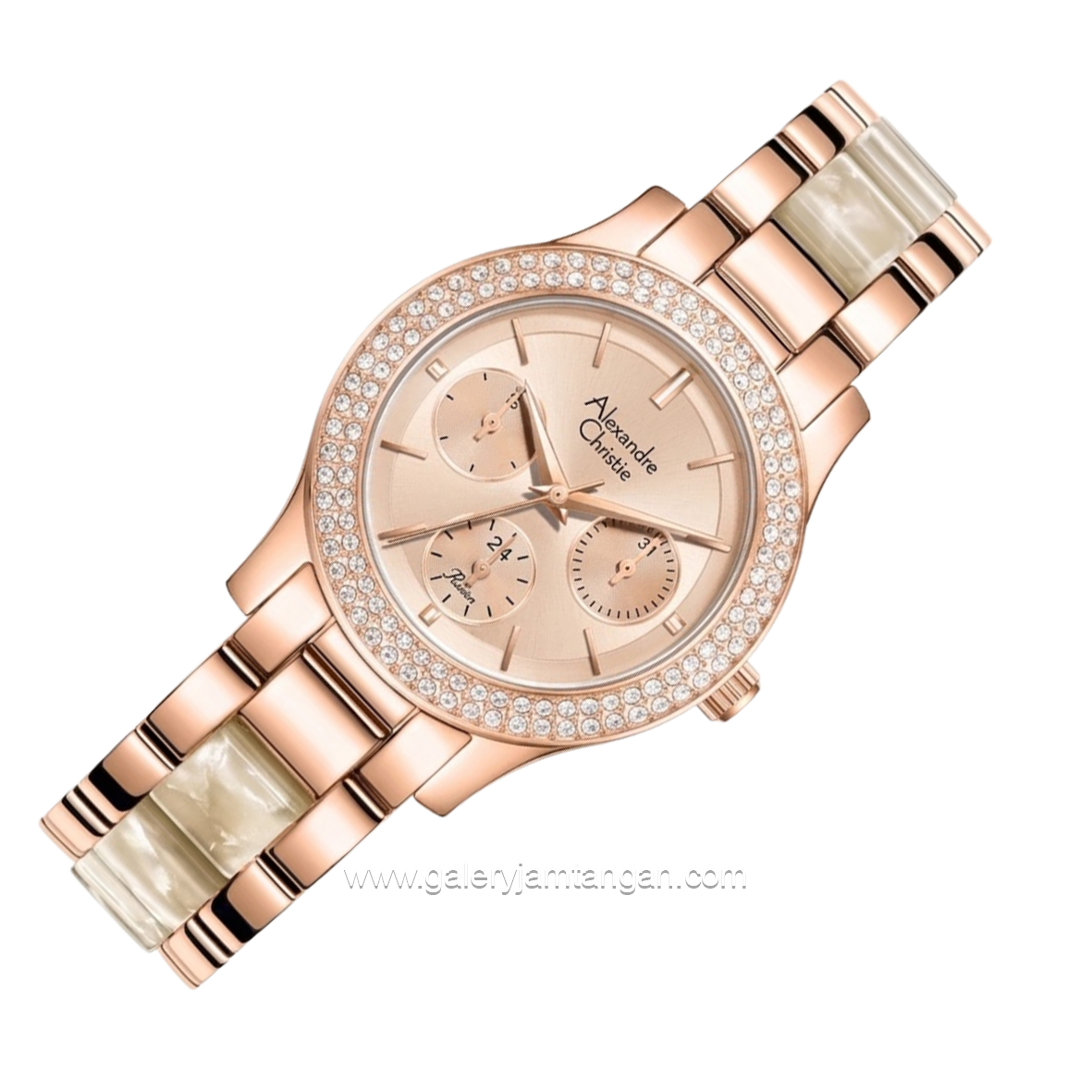 Alexandre Christie AC 2C02 BF BRGRGSL Dual Tone Dial Rosegold St Steel Acetate Strap