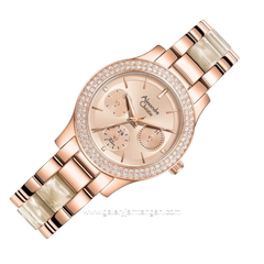 Alexandre Christie AC 2C02 BF BRGRGSL Dual Tone Dial Rosegold St Steel Acetate Strap