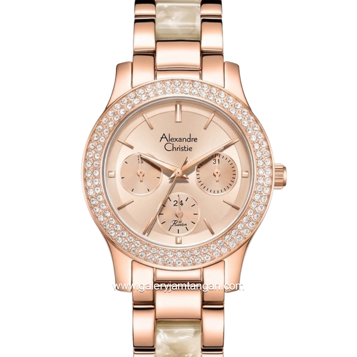 Alexandre Christie AC 2C02 BF BRGRGSL Dual Tone Dial Rosegold St Steel Acetate Strap