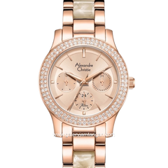 Alexandre Christie AC 2C02 BF BRGRGSL Dual Tone Dial Rosegold St Steel Acetate Strap