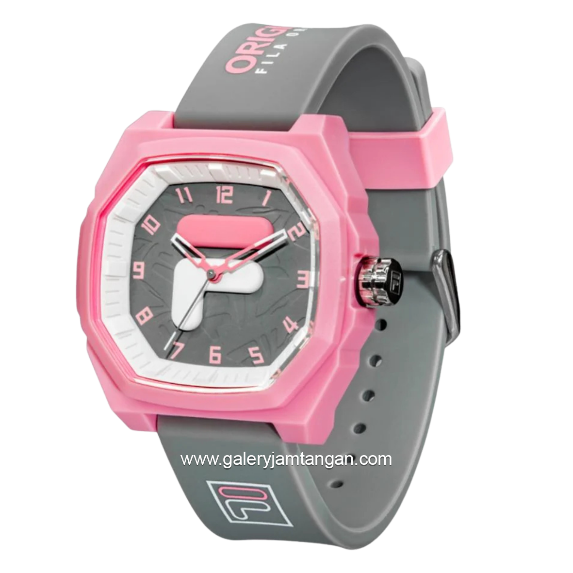 FILA 38-348-004 Analog Gray Pink Silicone Strap
