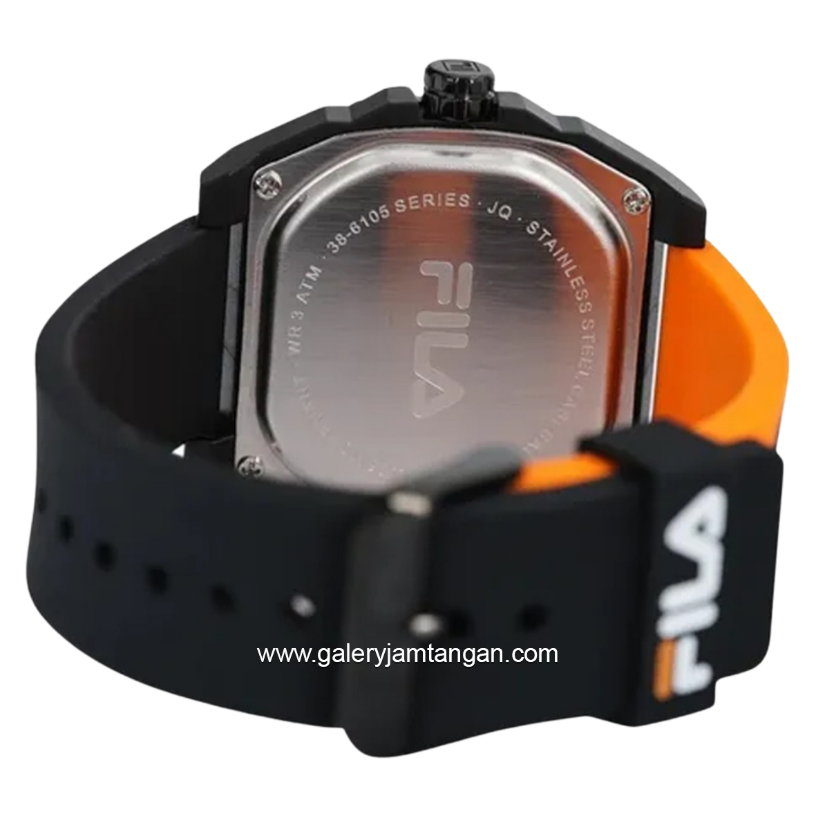 FILA 38-6105-003 Black Orange Silicone Strap