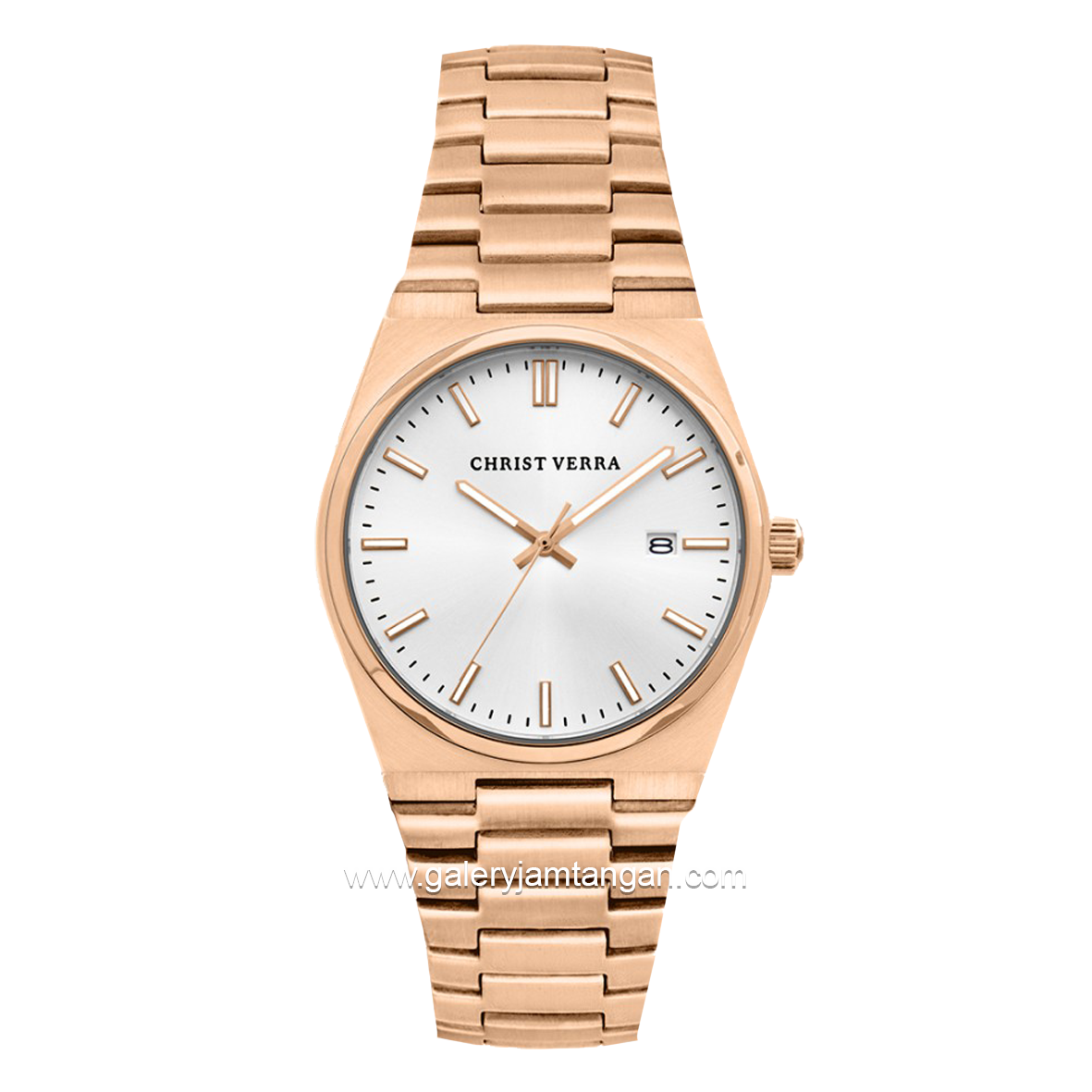 CHRIST VERRA Women's Watch CV 12336L-15 SLV Rosegold Dial White Stainless Steel