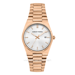 CHRIST VERRA Women's Watch CV 12336L-15 SLV Rosegold Dial White Stainless Steel