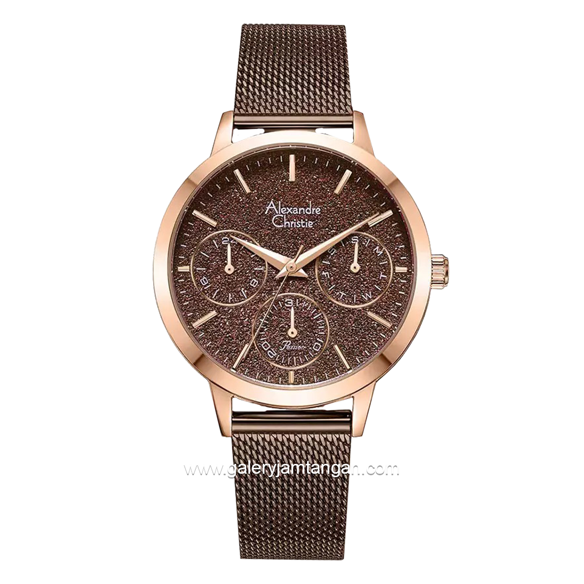 Alexandre Christie AC 2B25 BF Brown Rose Gold Shandrope Strap
