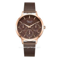 Alexandre Christie AC 2B25 BF Brown Rose Gold Shandrope Strap