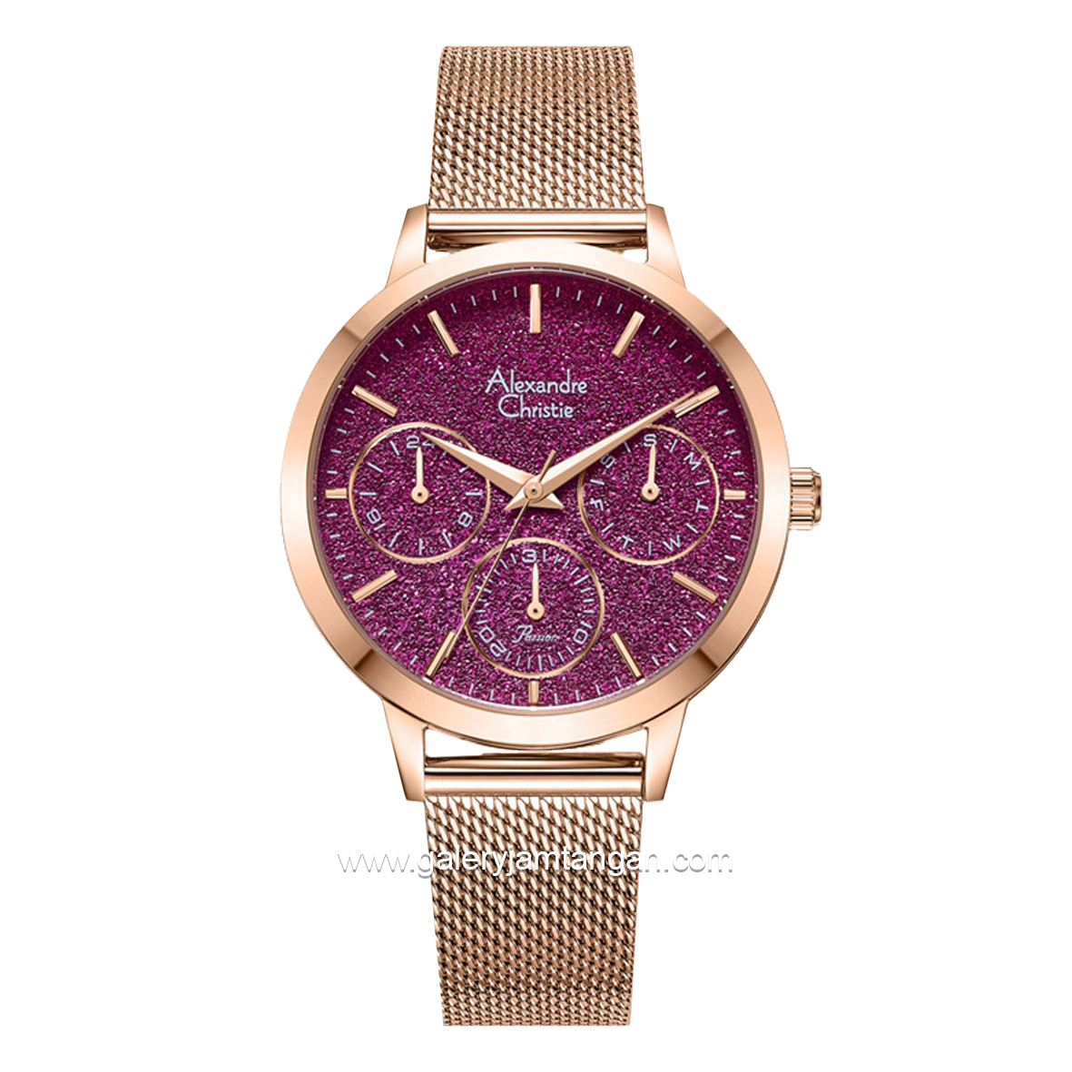 Alexandre Christie AC 2B25 BF  Rose Gold Dial Purple Shandrope Strap