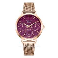 Alexandre Christie AC 2B25 BF  Rose Gold Dial Purple Shandrope Strap