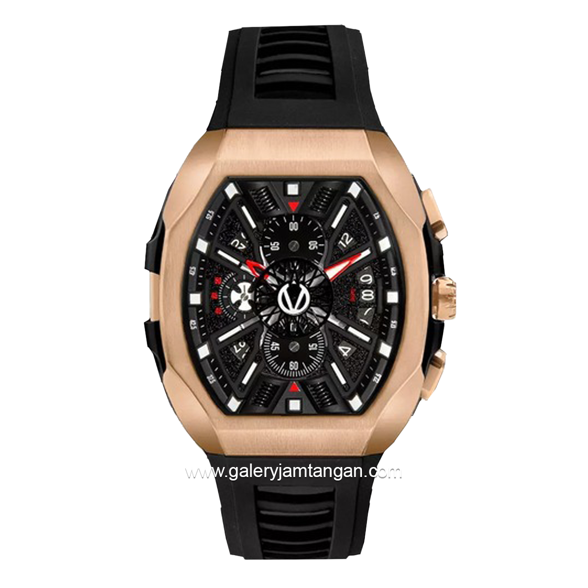 CHRIST VERRA CV 12080G-35 BLK Limited Edition Black Rosegold Rubber Strap