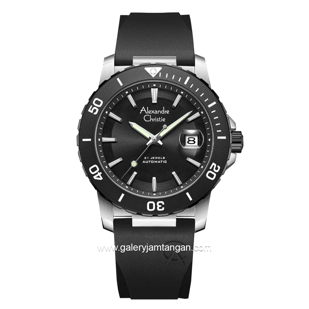 ALEXANDRE CHRISTIE AC 6141 MA Men Black Silver Dial Black Automatic Rubber Strap