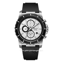 Alexandre Christie AC 6141 MC Black Silver Dial White Rubber