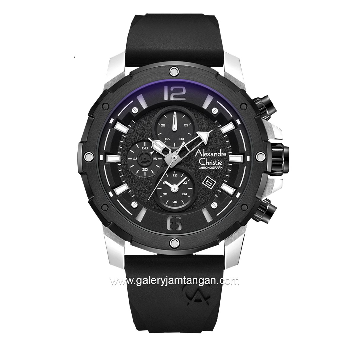 Alexandre Christie AC 6410 MC Chronograph Black Silver Rubber