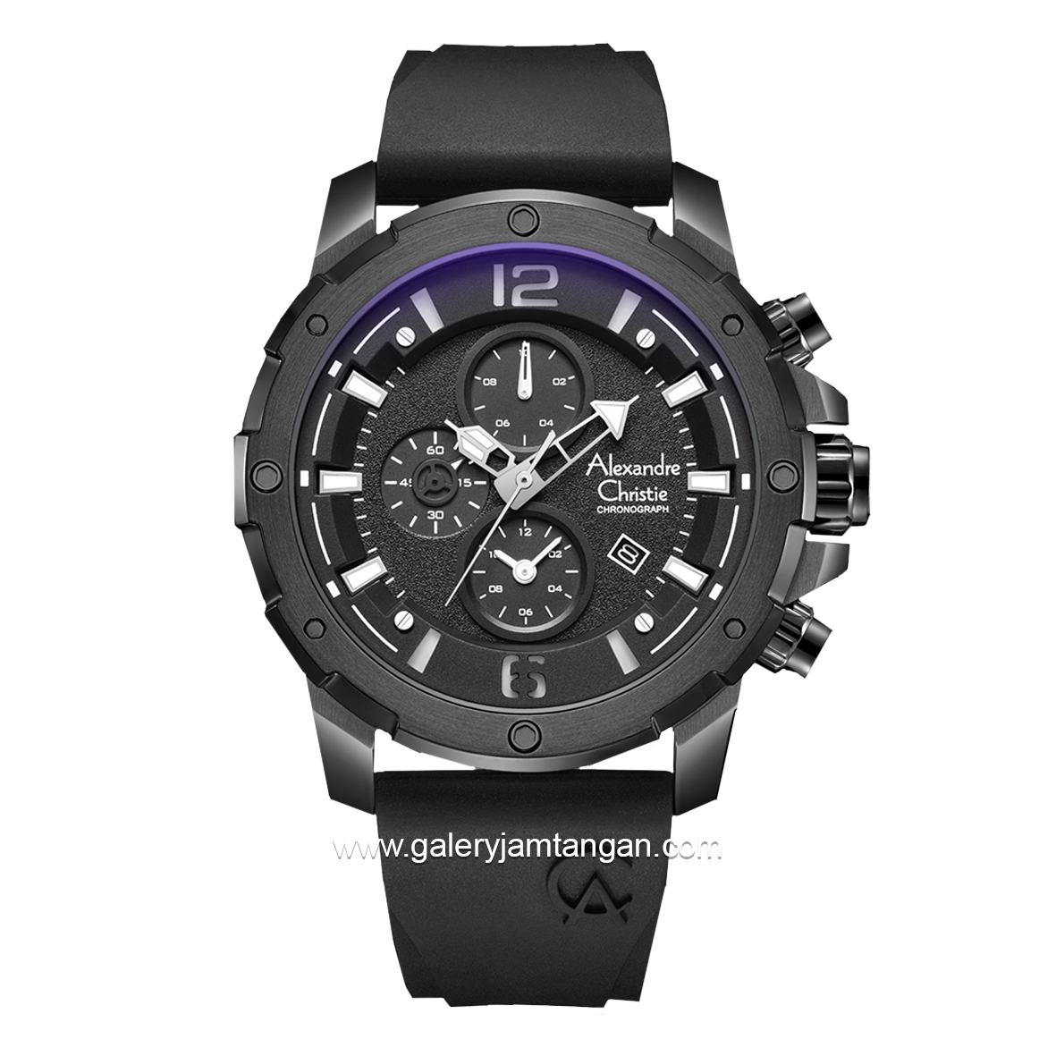 Alexandre Christie AC 6410 MC Chronograph  Full Black Rubber