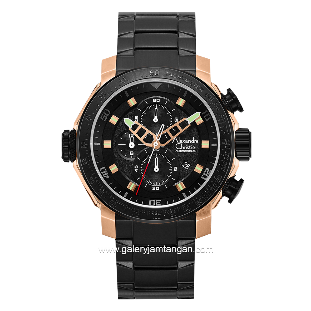 Alexandre Christie AC 6565 MC Black Rosegold Chronograph Stainless Steel