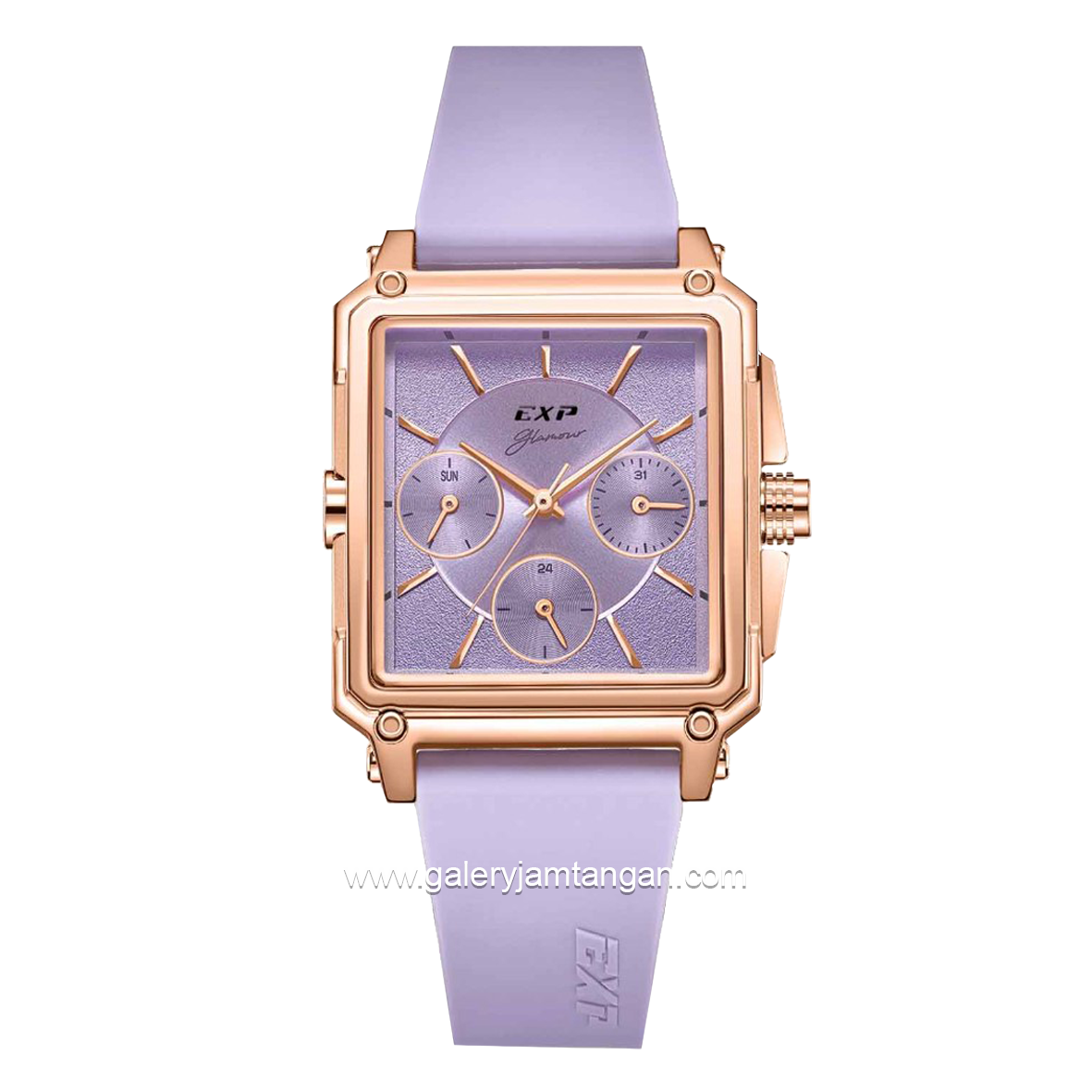 Expedition E 6618 B Multifunction Purple Rosegold Rubber Strap