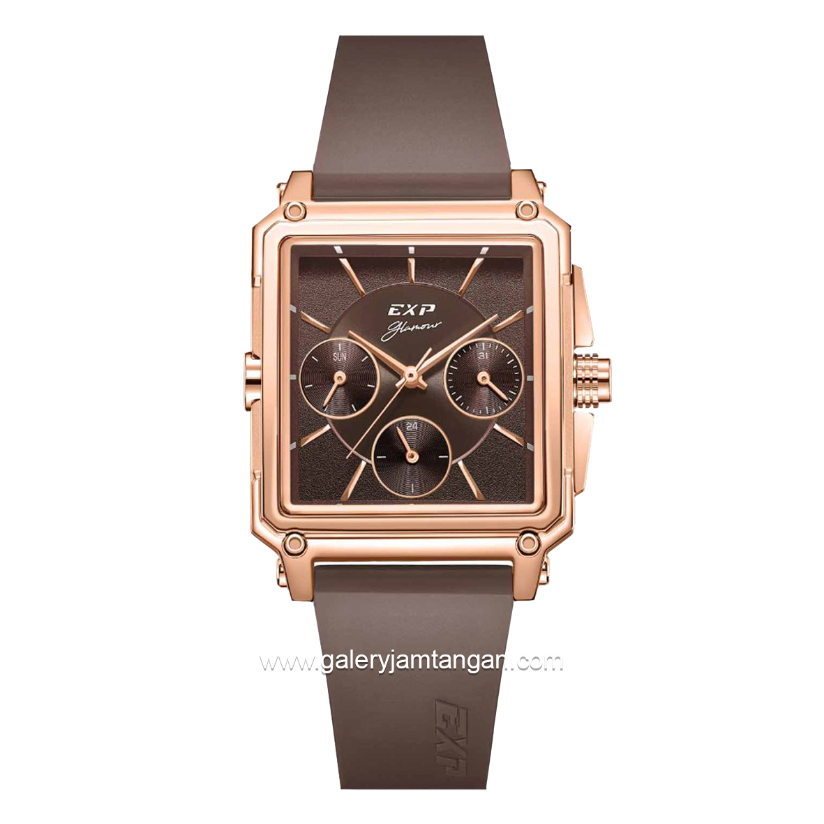 Expedition E 6618 B Multifunction Brown Rosegold Rubber Strap