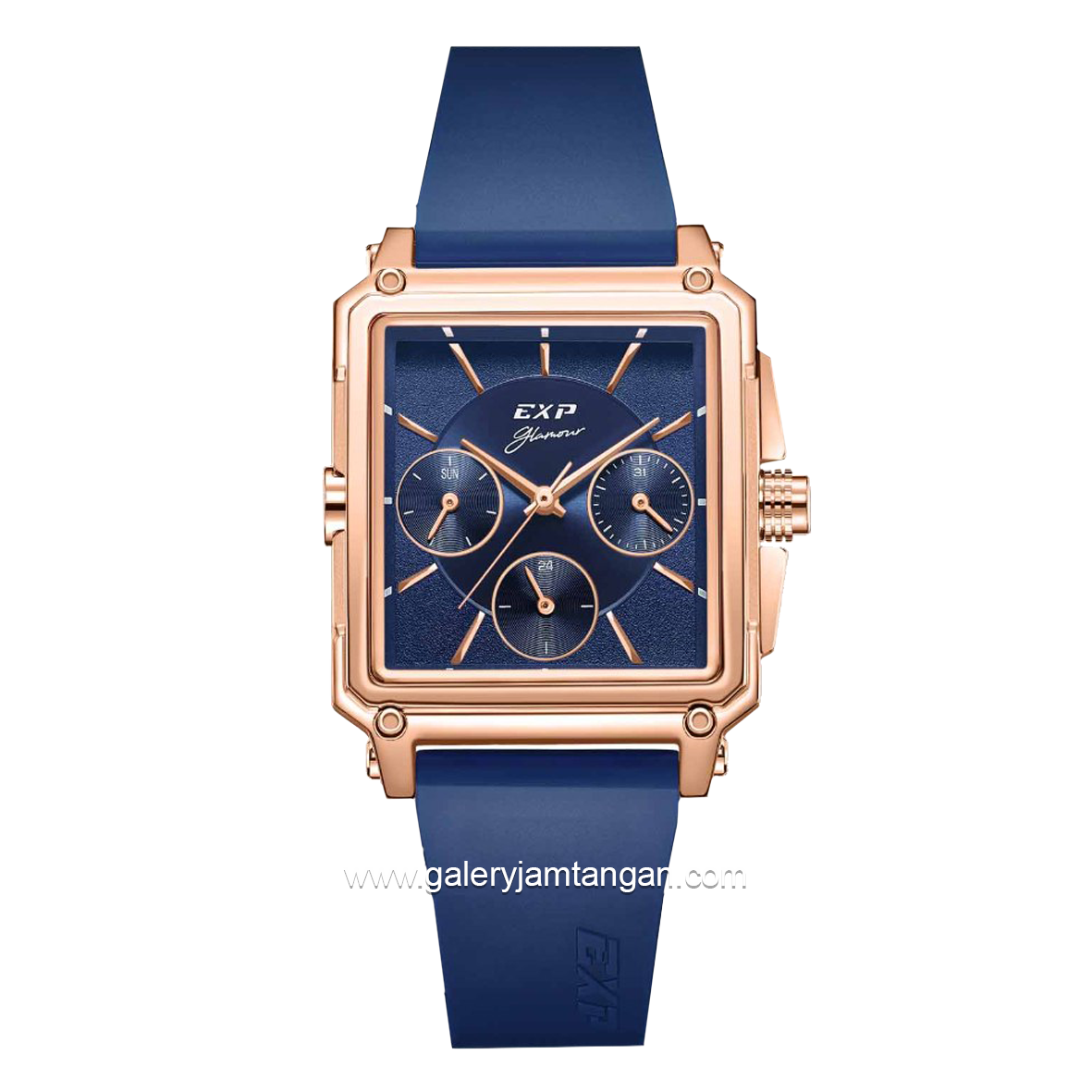 Expedition E 6618 B Multifunction Navy Rosegold Rubber Strap