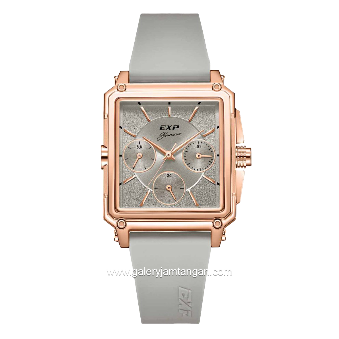 Expedition E 6618 B Multifunction Grey Rosegold Rubber Strap