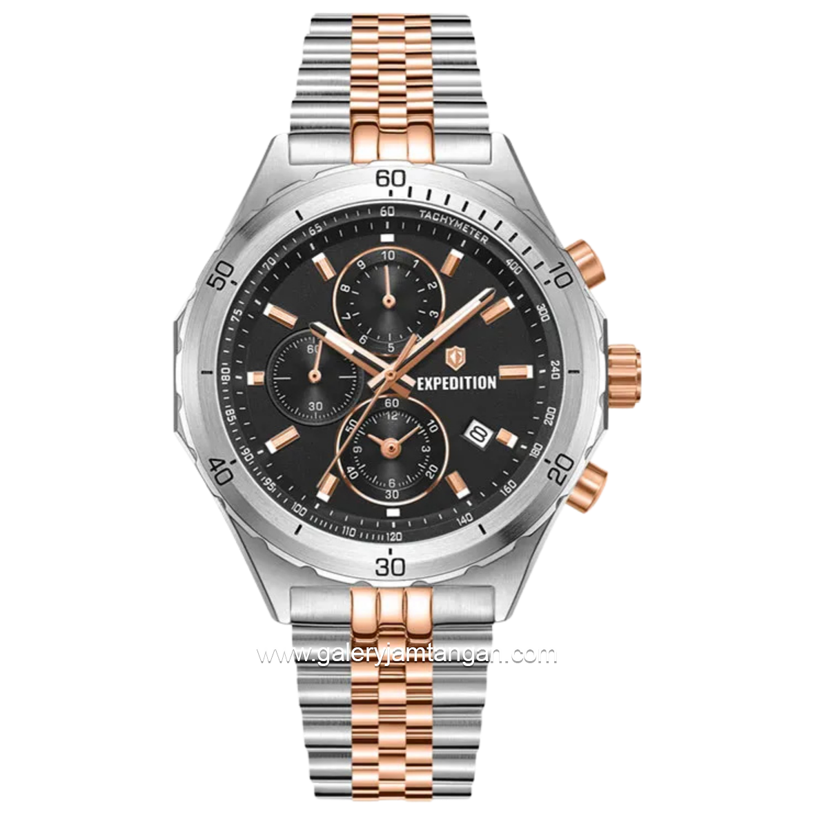 Expedition E 6870 MC Silver Rosegold Dial Black Stainless Steel