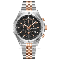 Expedition E 6870 MC Silver Rosegold Dial Black Stainless Steel