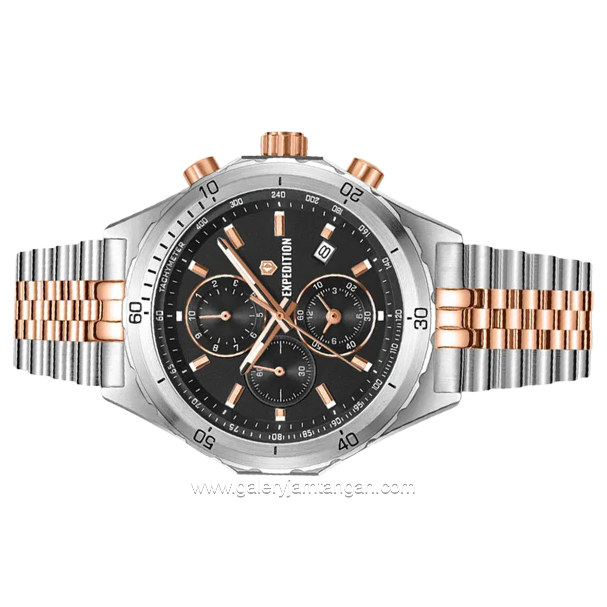 Expedition E 6870 MC Silver Rosegold Dial Black Stainless Steel