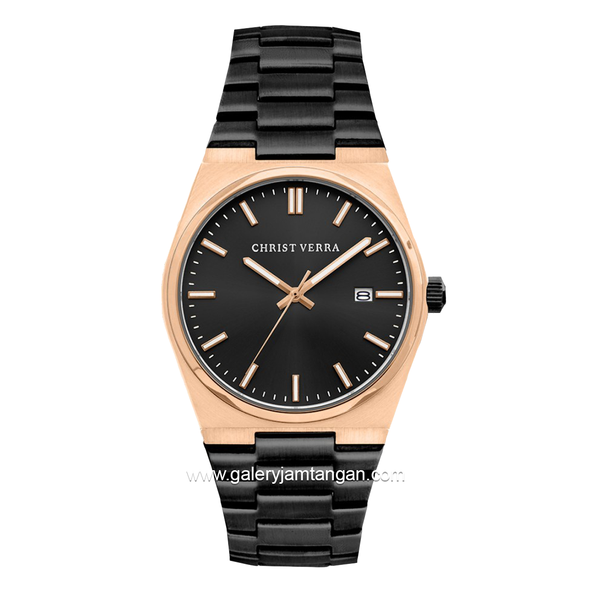 CHRIST VERRA Men's Watch CV 12336G-18 BLK Black Rosegold Stainless Steel
