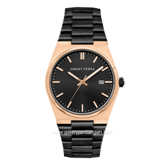 CHRIST VERRA Men's Watch CV 12336G-18 BLK Black Rosegold Stainless Steel